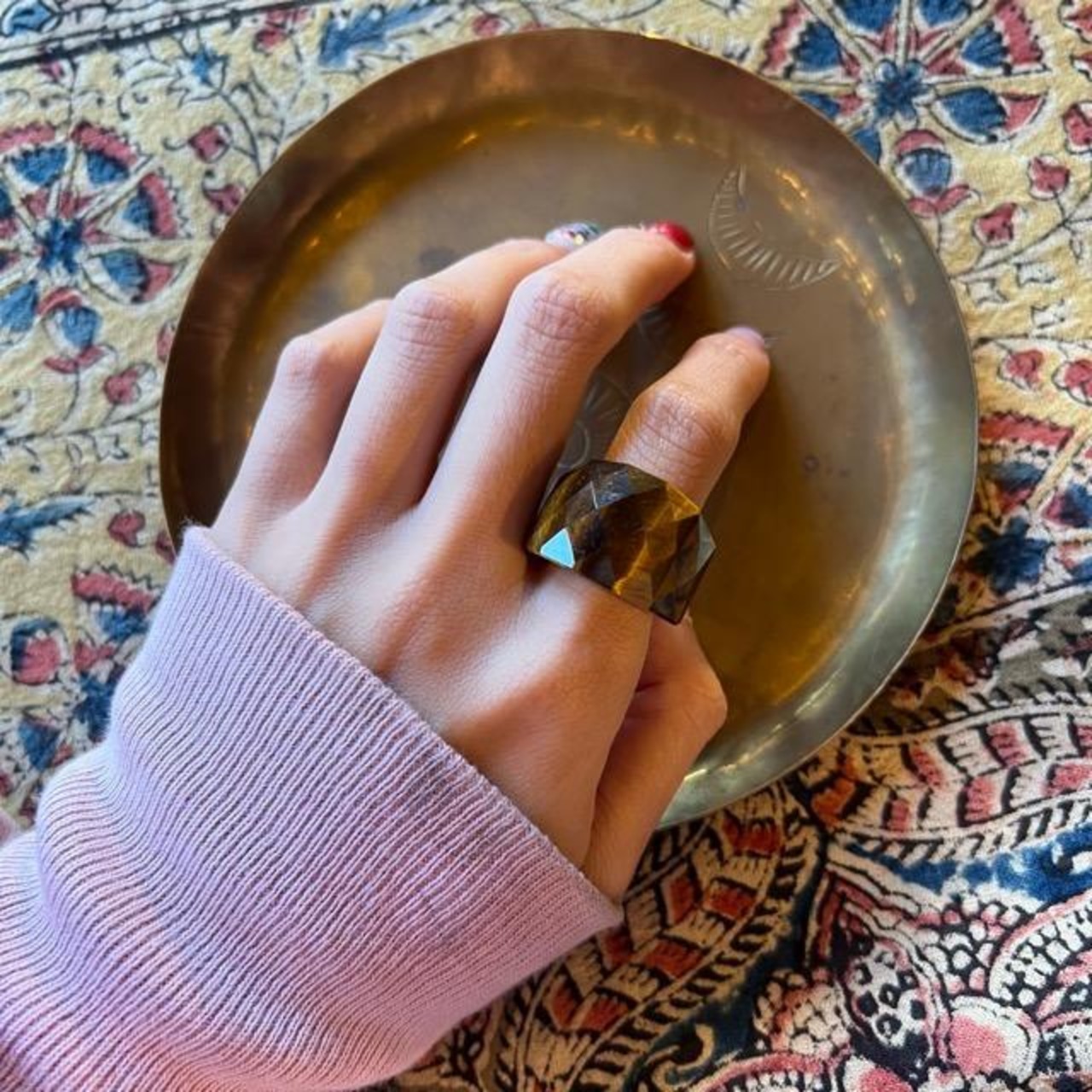 TOPANGA Jewelry 　Large Marble Brown Ring Size 11 Ring　Accessory　Present　Simple　Vintage　Antique
