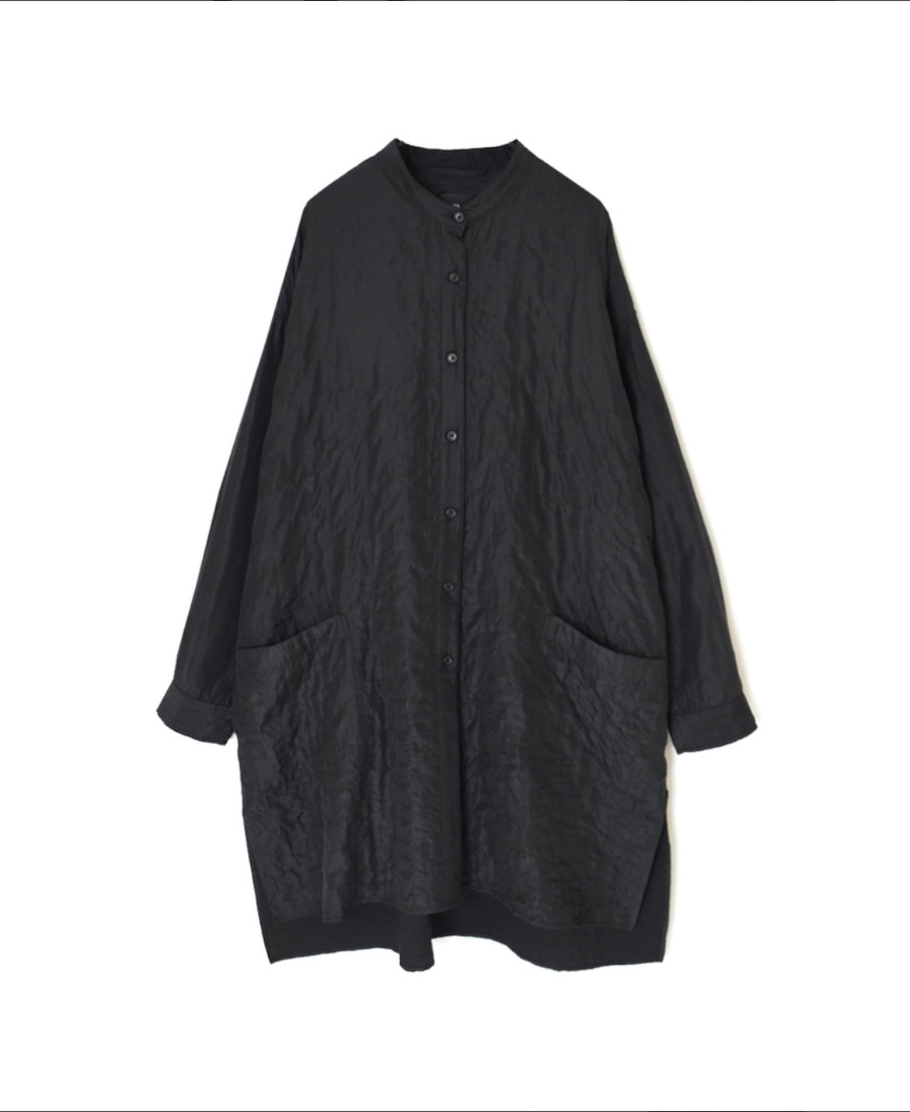 maison de soil (メゾンドソイル) シルク 薄キルティング バンドカラーシャツジャケット STITCHED BANGALORE SILK PLAIN BANDED COLLAR SHIRT