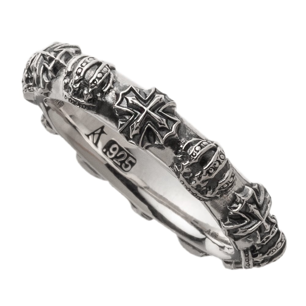 クラウンクロスバンドリング　AKR0067　crown cross band ring　シルバーアクセサリー Silver jewelry
