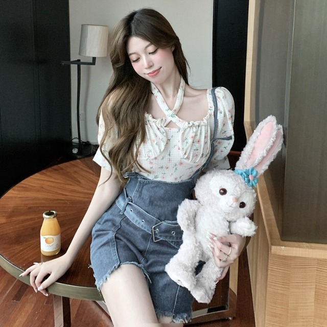 サマーフローラルシフォンシャツ 大人ガーリー スウィート キュート カジュアル 夏物 花柄 ハンチェンe74443907397