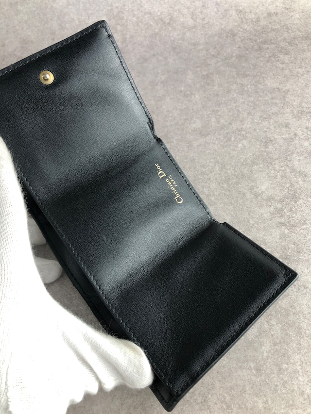 Christian Dior クリスチャン ディオール 財布 ブラック サドル レザー 43-MA-0261 三つ折り財布 vintage ヴィンテージ オールド juppie
