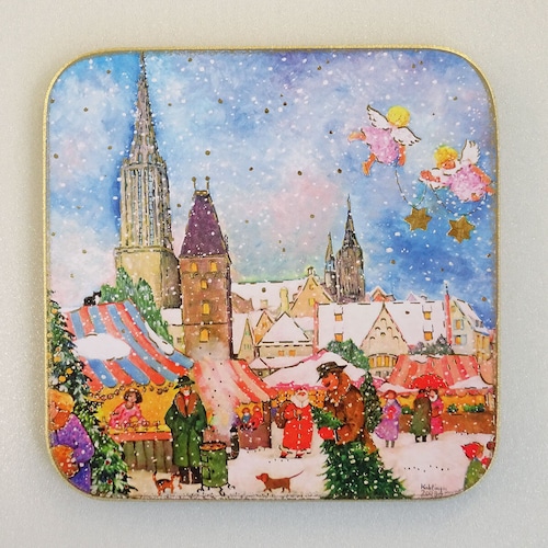 クリスマス コースター C-2596 クリスマスマーケット ヨーロッパの街並み ドイツ ウルム  Luka Basic