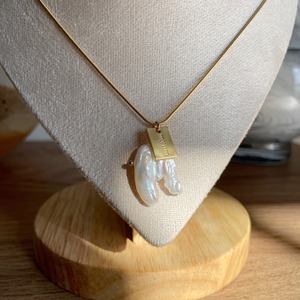 Keshi pearl snake chain necklace