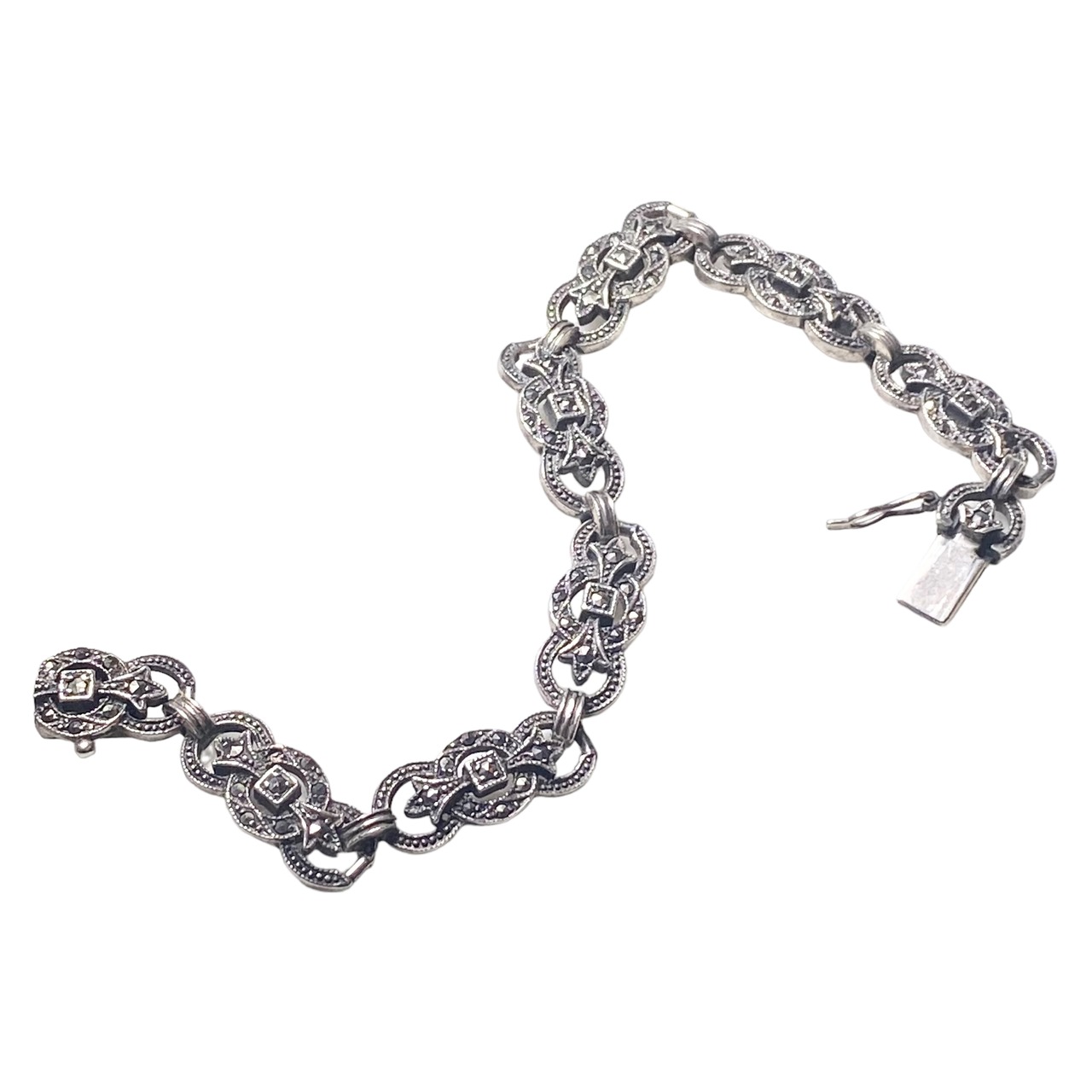vintage silver art-deco design marcasite bracelet