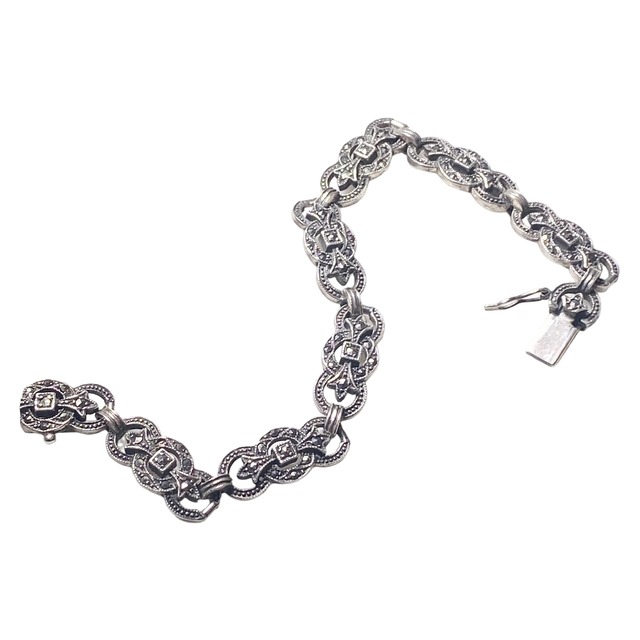 vintage silver art-deco design marcasite bracelet