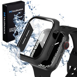 【新着特価】TALENANA for Apple Watch 防水ケース 41mm/45mm 保護カバー 強化ガラスフィルム 一体型 全面保護 衝撃吸収 Apple Watch Series 9/8/7対応 PC素材 装着簡単 タッチ感良好 アップルウォッチ ケース(41mm，ブラック)