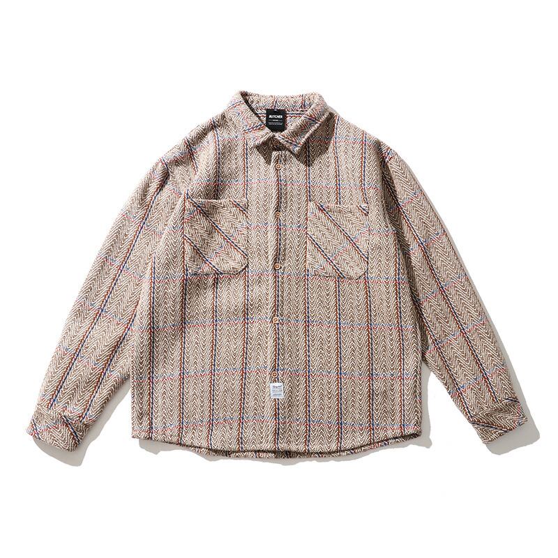 【新作】【送料無料】 Yidaoヴィンテージ冬の新しいチェック柄パッド入りシャツメンズeseレトロカジュアルシャツルーズオールマッチシャツトレンド-アリババ ウィンター 冬物 ビンテージ hip6-161171408804755