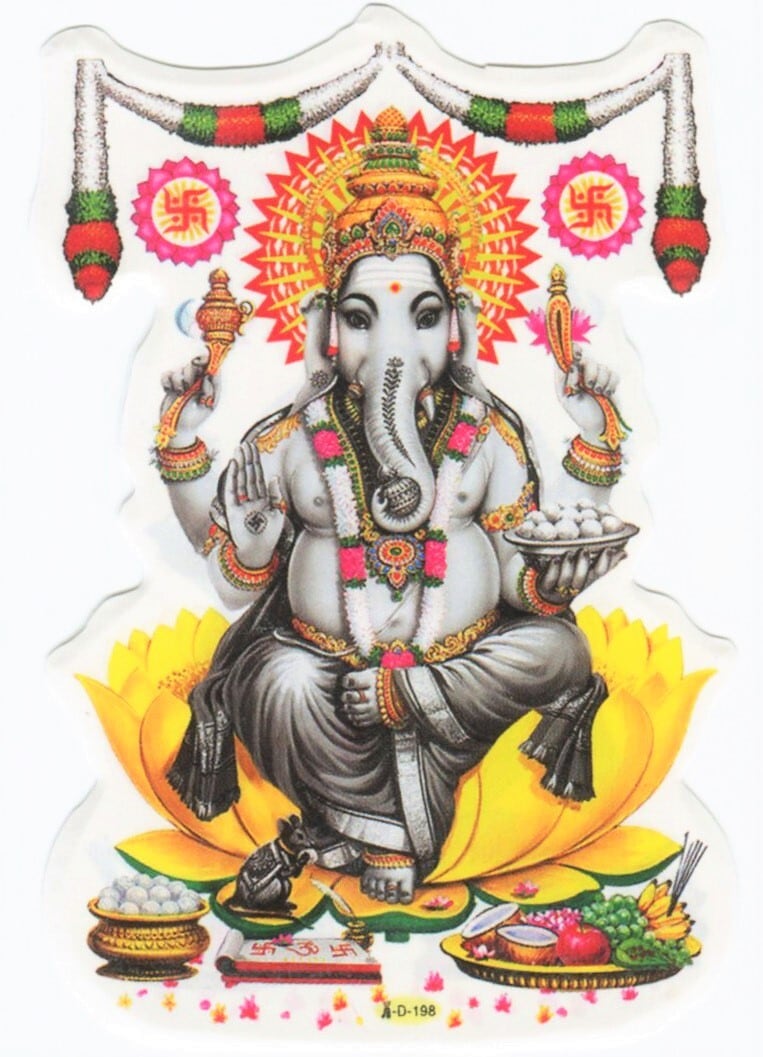 開店記念セール インドの神様 ガネーシャ神お守りカード×1枚 011 ラミネート加工済みIndia GodSmall  Card Charm 