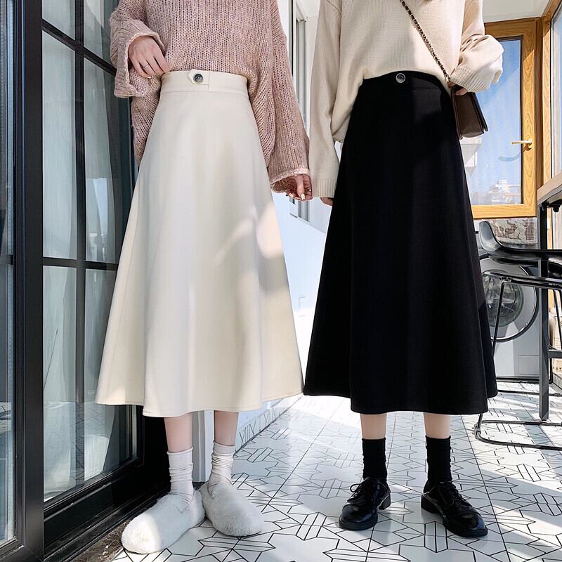 スタンダードハイウェストウェストスカート スプリングオータムロング レトロ 春物 秋物 YY-ファッション9811254745