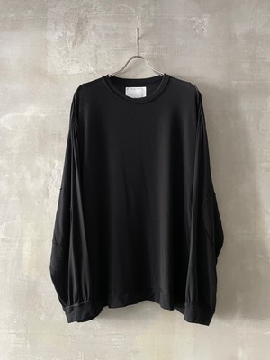 T/f Lv4 tencel cashmere silk jersey loose fit elbow patch top - black