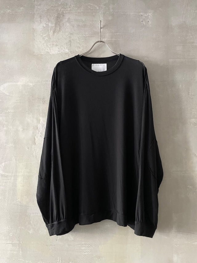 T/f Lv4 tencel cashmere silk jersey loose fit elbow patch top - black