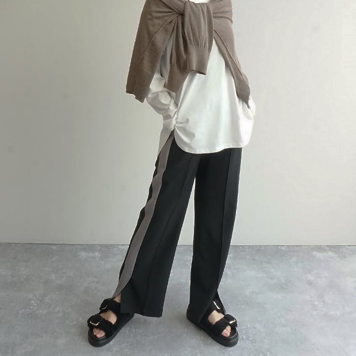 裾スリット入りサイドライントラックパンツ | FASHFREN/ファッシュフレン