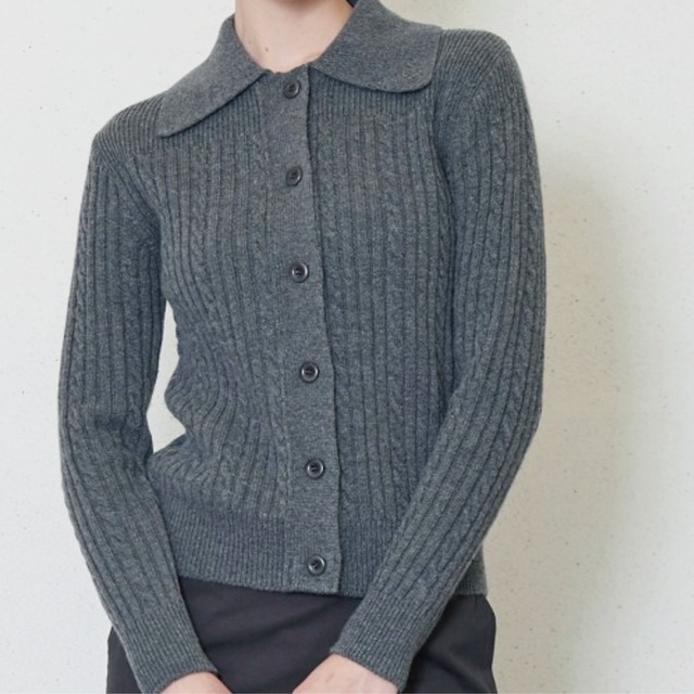 ケーブル編みシャツカラーカーディガン　JC0183