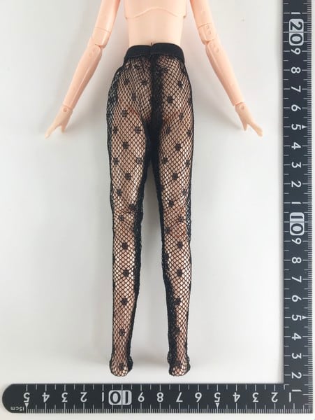 ドールアクセサリ 1/6 女性用 レースストッキング ドット柄 網タイツ 黒 STK 16878 - 画像2
