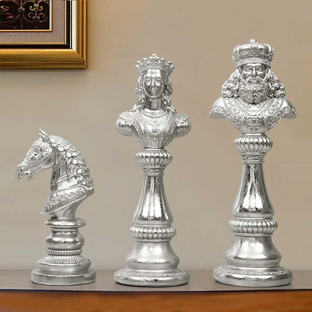3個セット　チェス駒　ナイト　クイーン　キング　ブラック　オブジェ