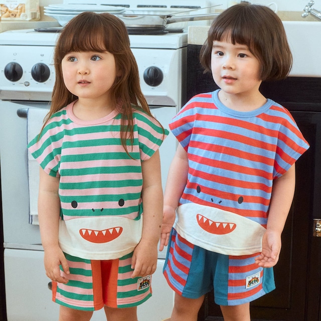 【取寄】1st blue|shark stripe drop tee|シャークボーダードロップT|5-15|kids&jr|26 summer