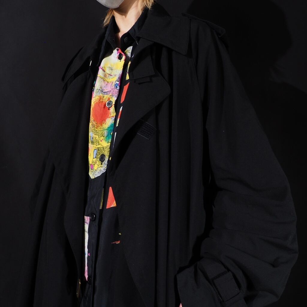 Jean paul GAULTIER HOMME black drape trench coat