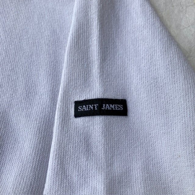 SAINT JAMES セントジェームス ウエッソン バスクシャツ ボートネック 無地 フランス製 ホワイト 古着 T3 画像4