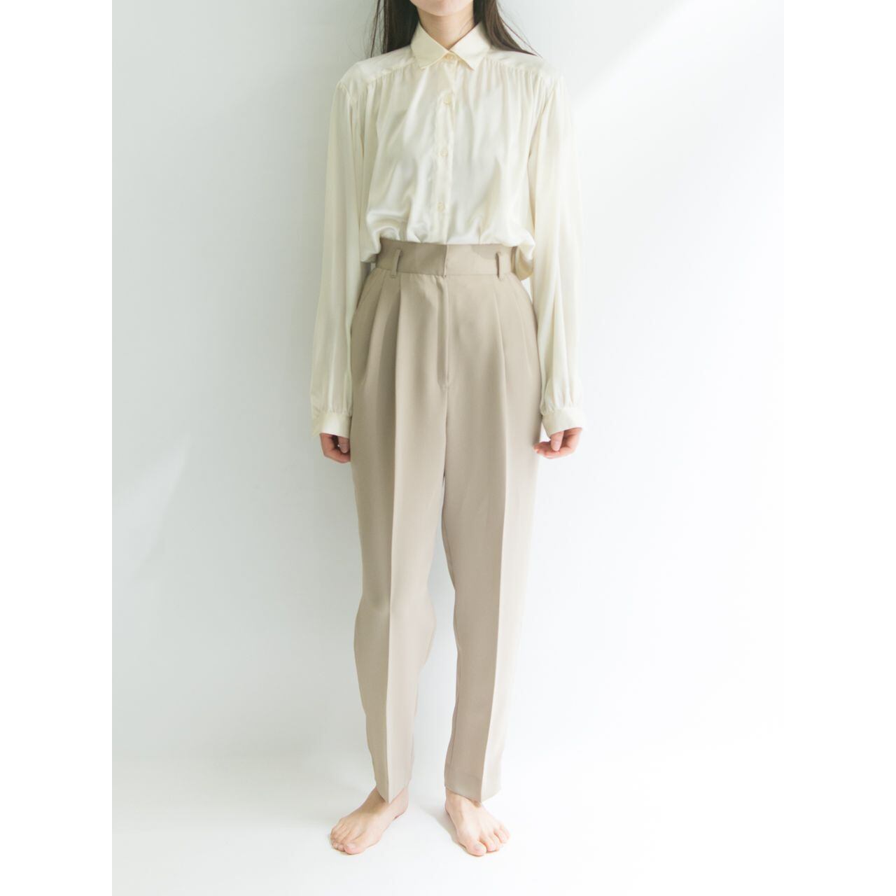 【Made in France】Relax-fit gathered blouse(フランス製 ギャザーワイドブラウス)4d