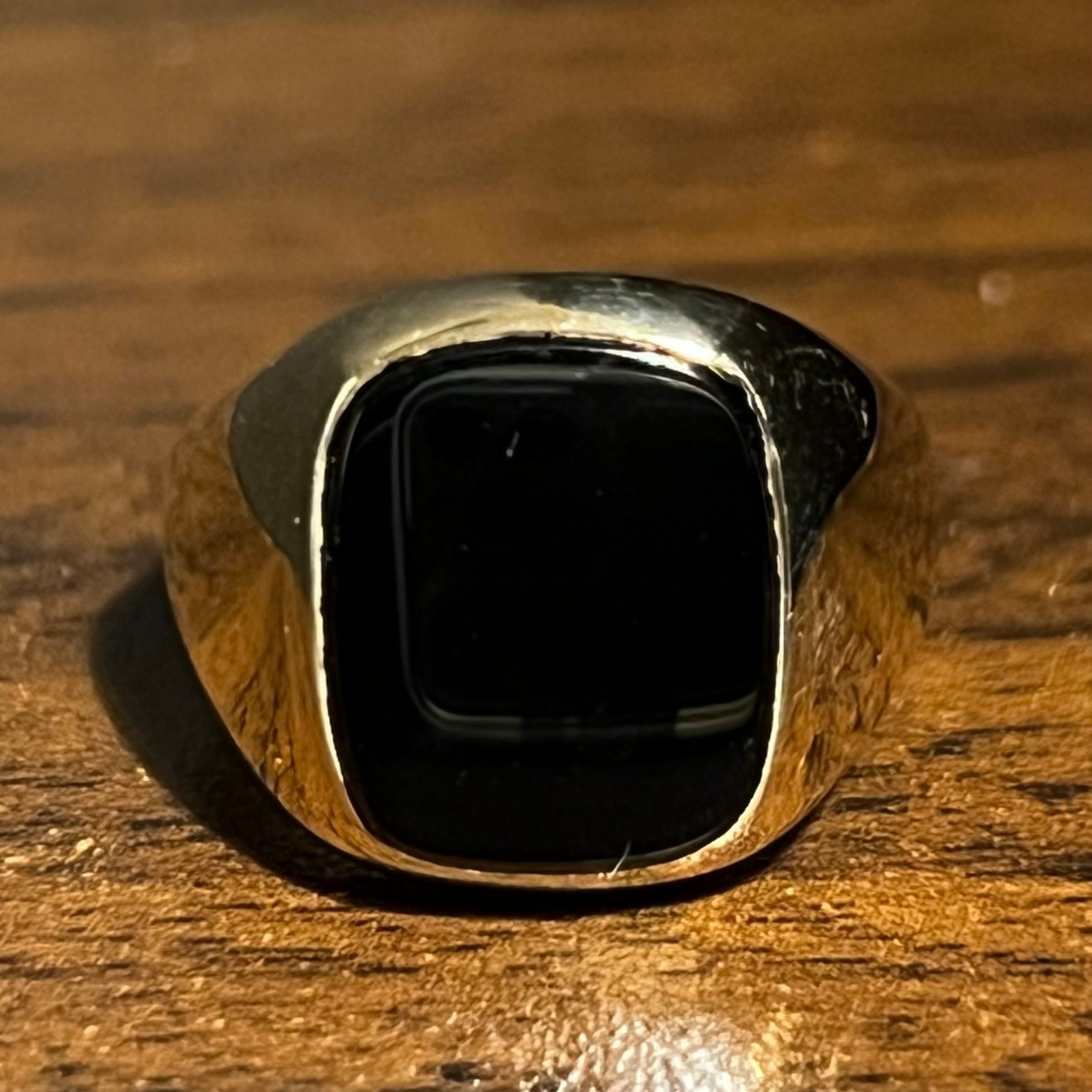 VINTAGE TIFFANY & CO. 14K Gold Square Black Onyx Signet Ring 