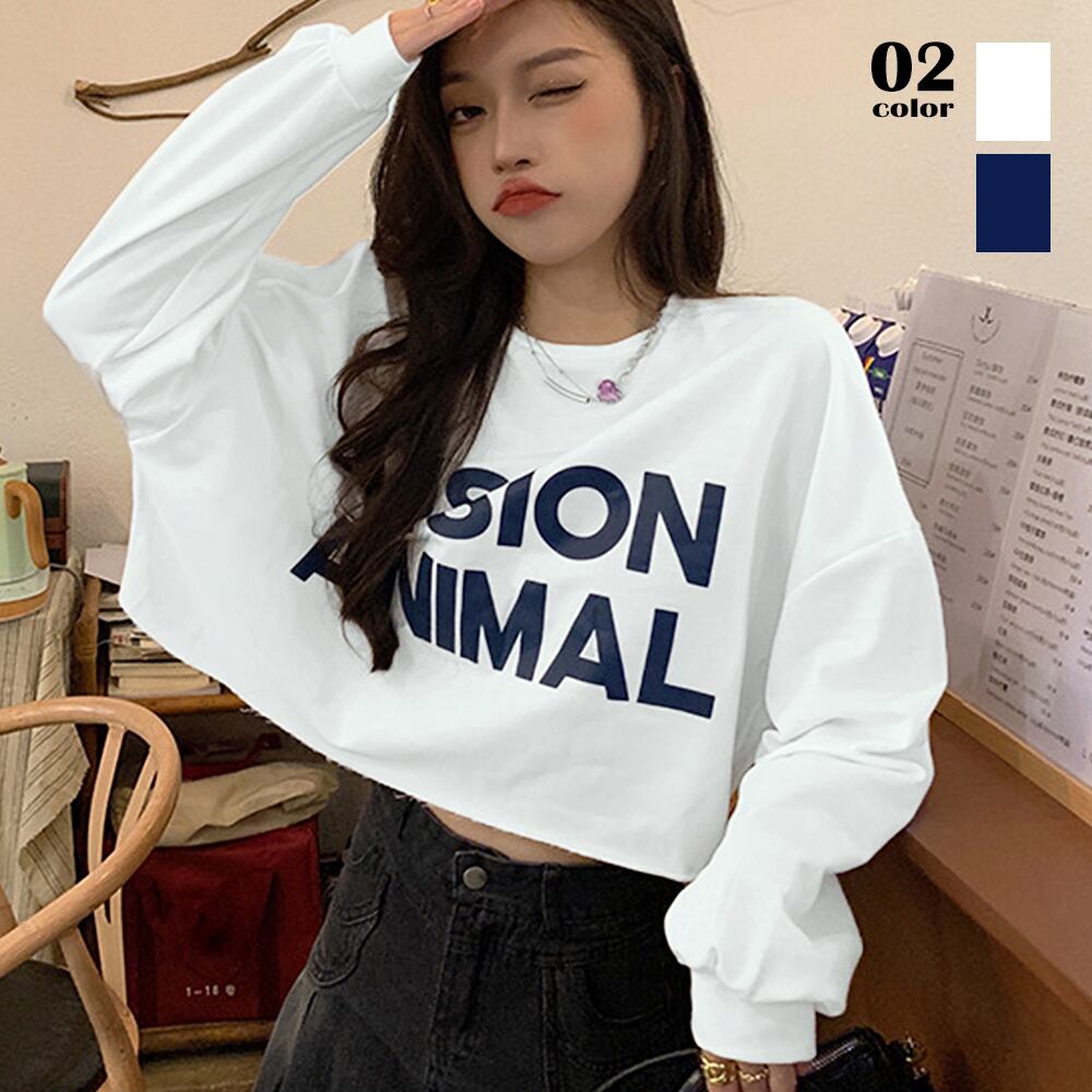 長袖Tシャツ ショート丈 レディース