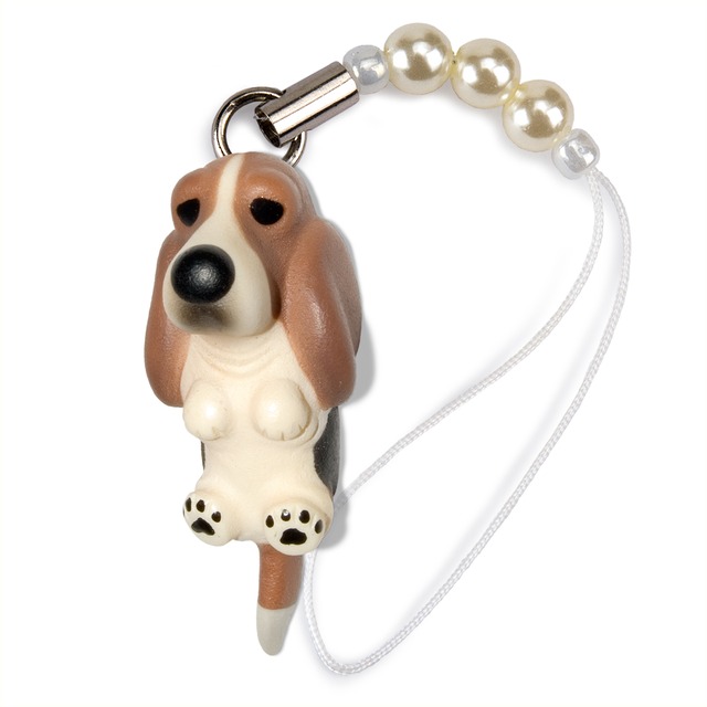 Dog 92 Basset Hound バセットハウンド トライカラー ビーズ ストラップ DN-4302