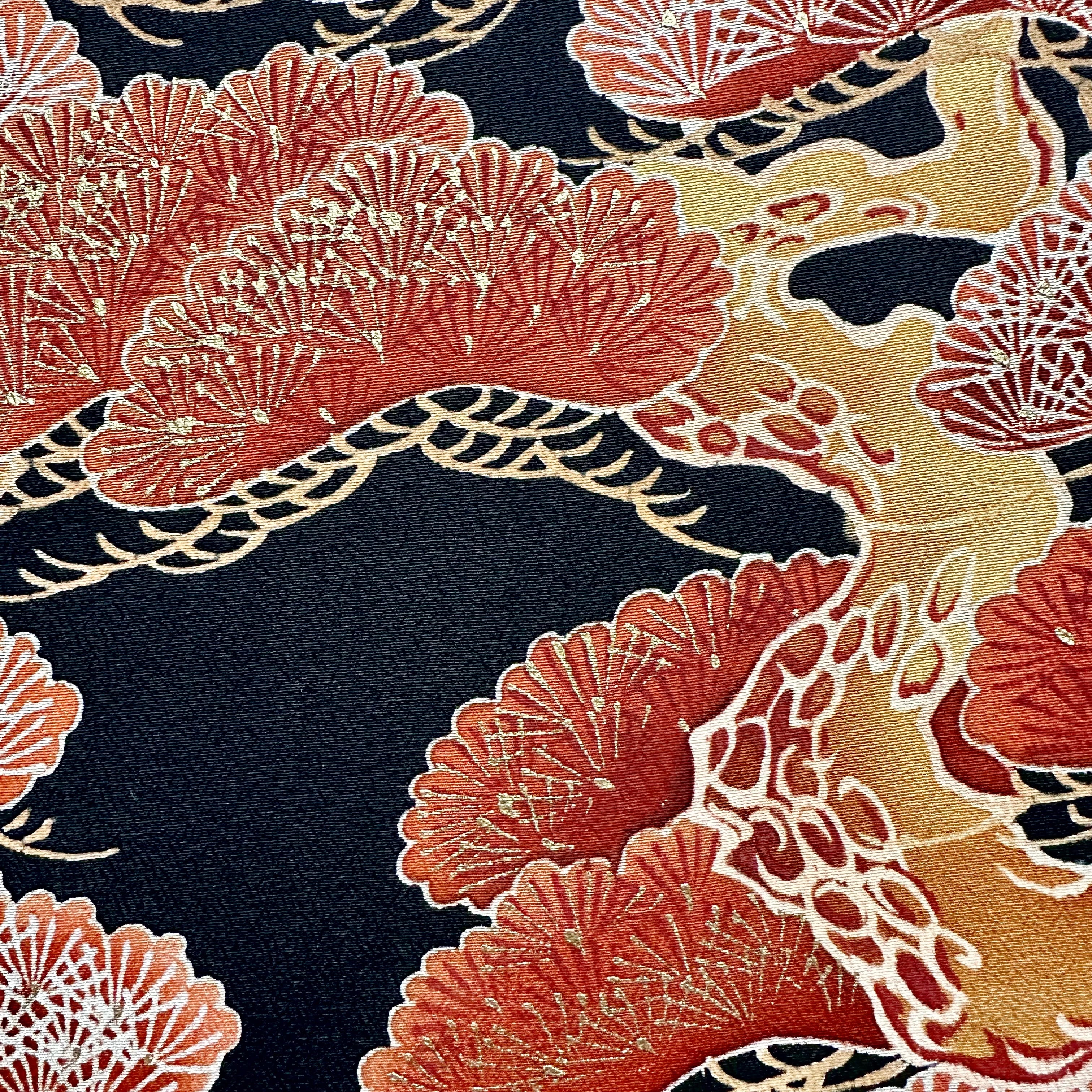 Kimono fabric panel ※45×45cm 大きな着物のファブリックパネル 漆黒に