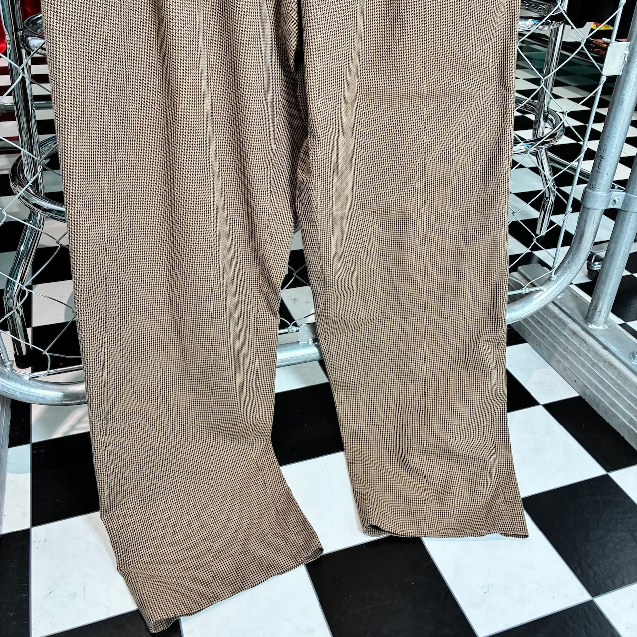90s TOMMY HILFIGER 2タックワイドスラックス 千鳥格子 トミー