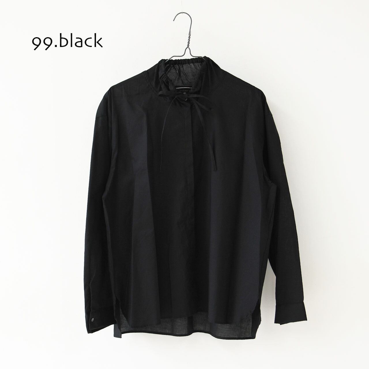極美品✨ミズイロインド フロントフライスタンドカラーAラインシャツ 