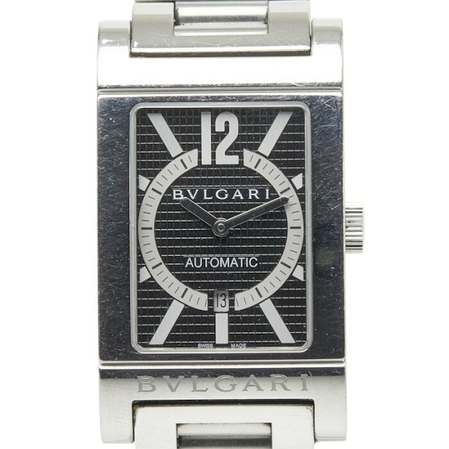 ブルガリ レッタンゴロ 腕時計 RT45S 自動巻き ブラック文字盤 ステンレススチール メンズ BVLGARI 中古