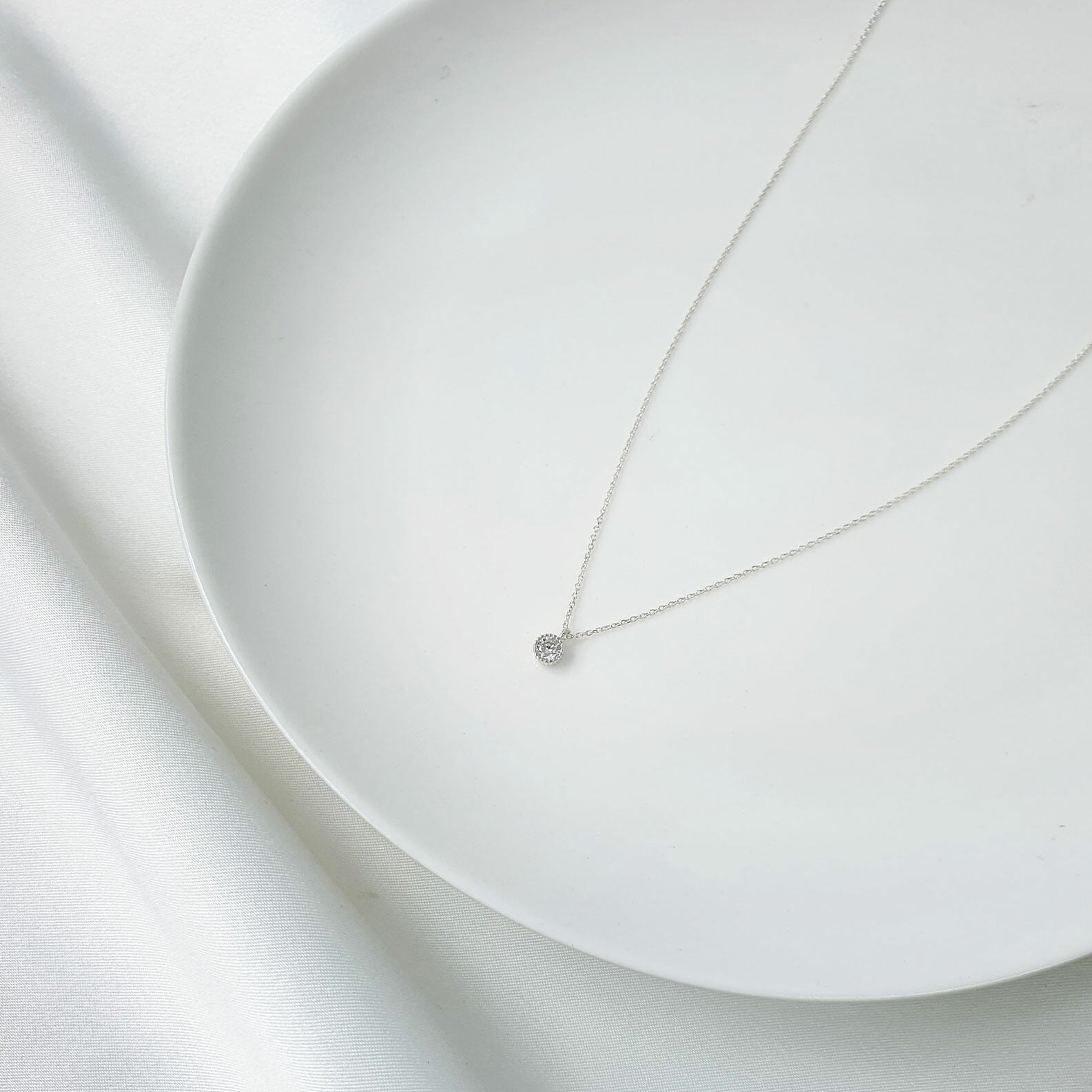 【シルバー925】金属アレルギー対応 キュービックジルコニア ネックレス silver925 韓国製