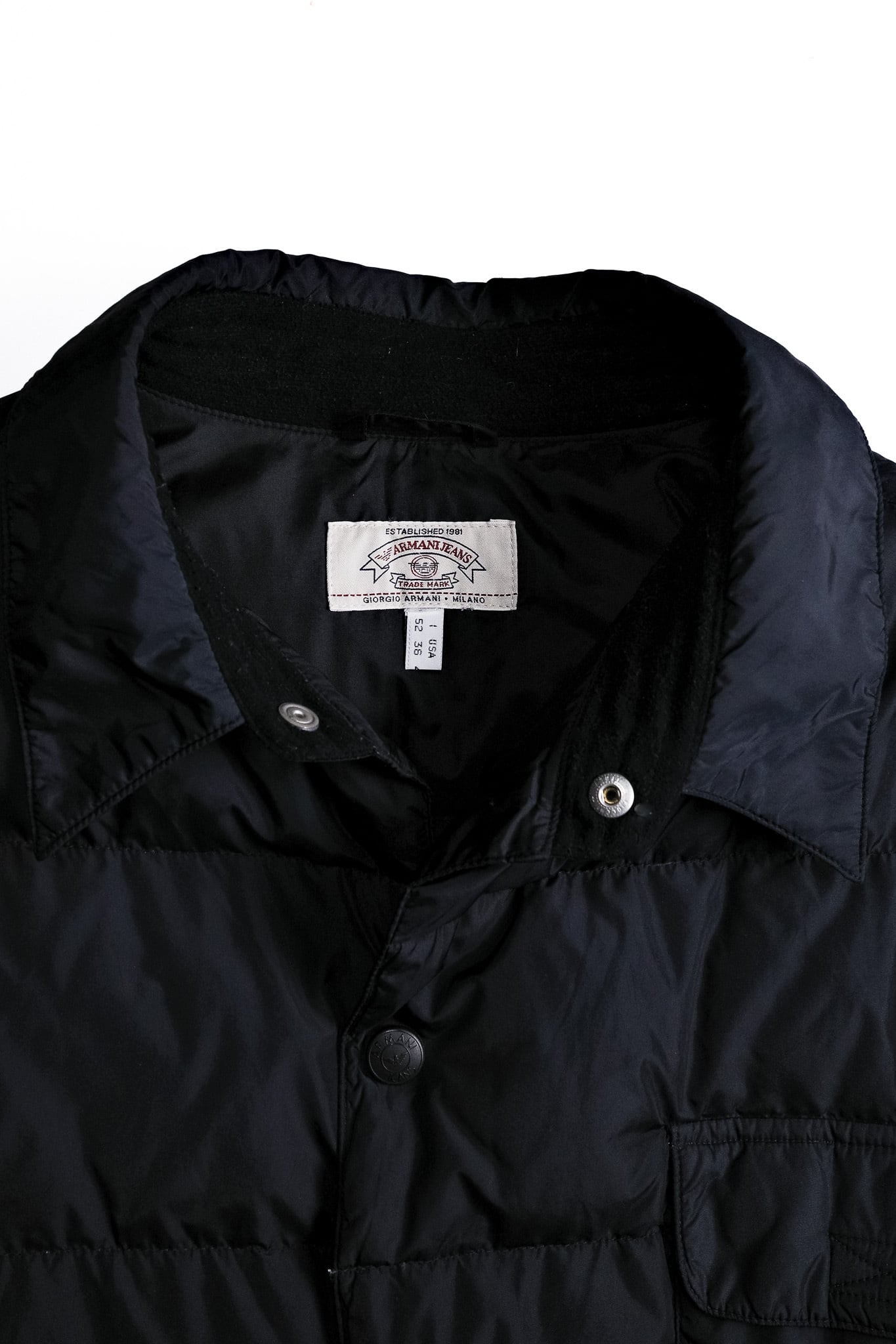 Around 2000's] “ARMANI JEANS” Nylon Down Trucker Jacket （Made by