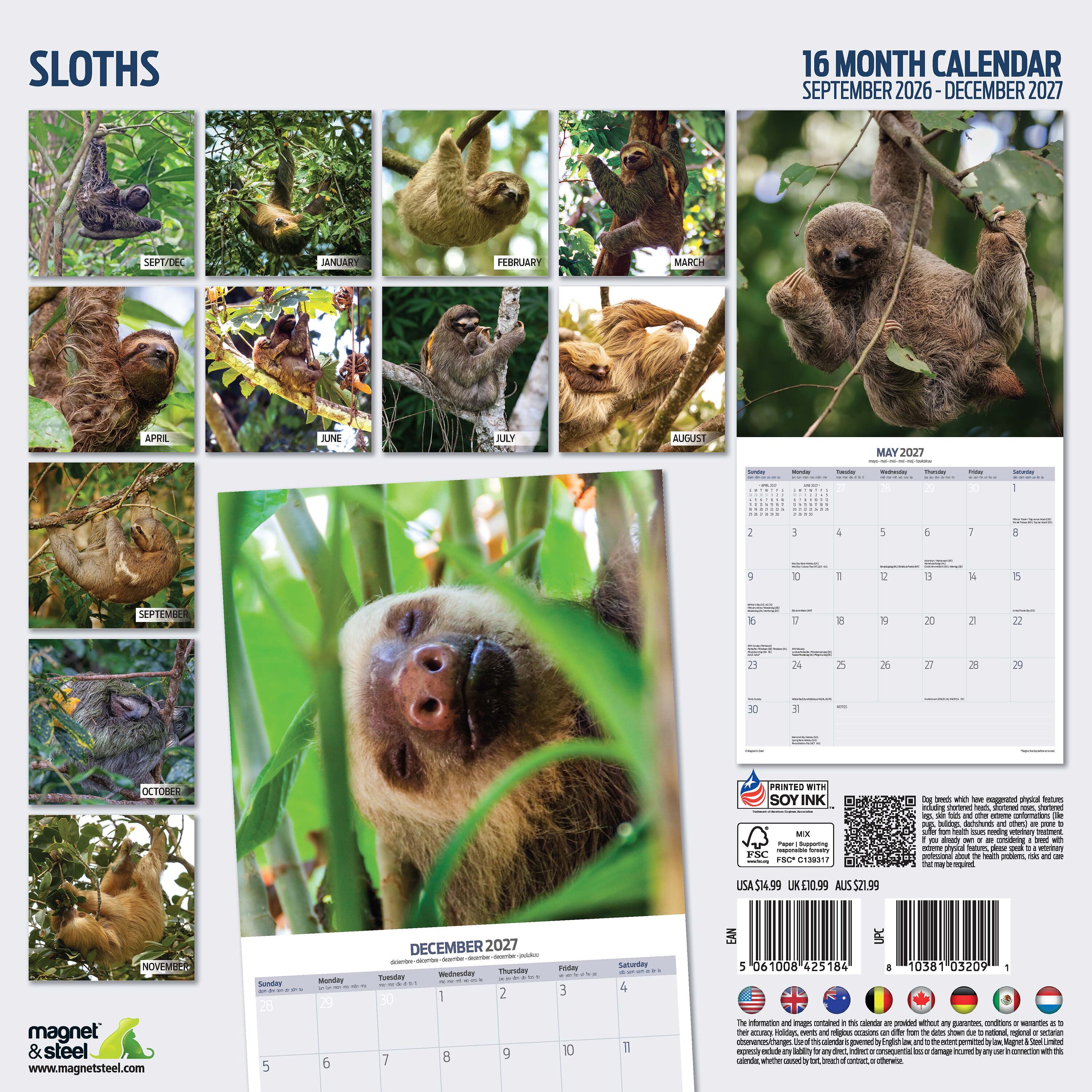 【2027年版】英国製カレンダー【Sloths】 2027年版