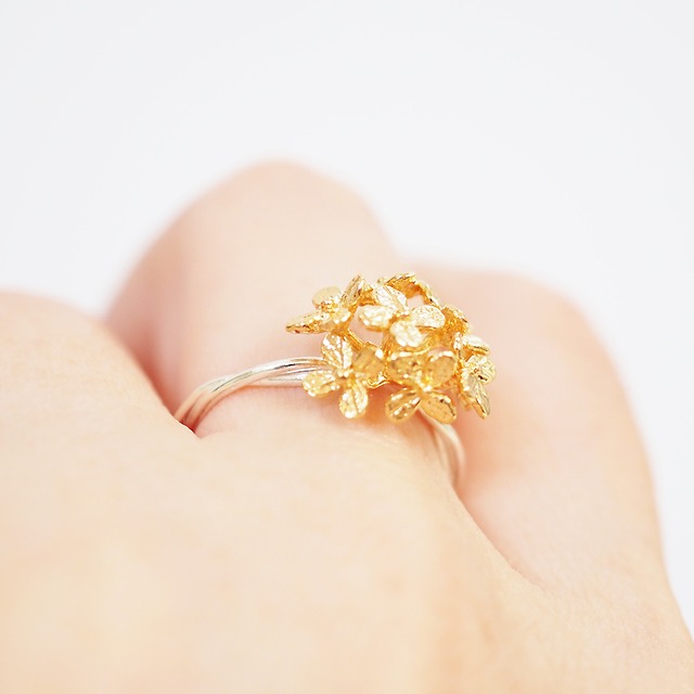 紫陽花のリング(silver×gold)