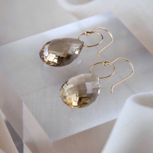 Ind Gem Earrings ~Champagne Quartz~