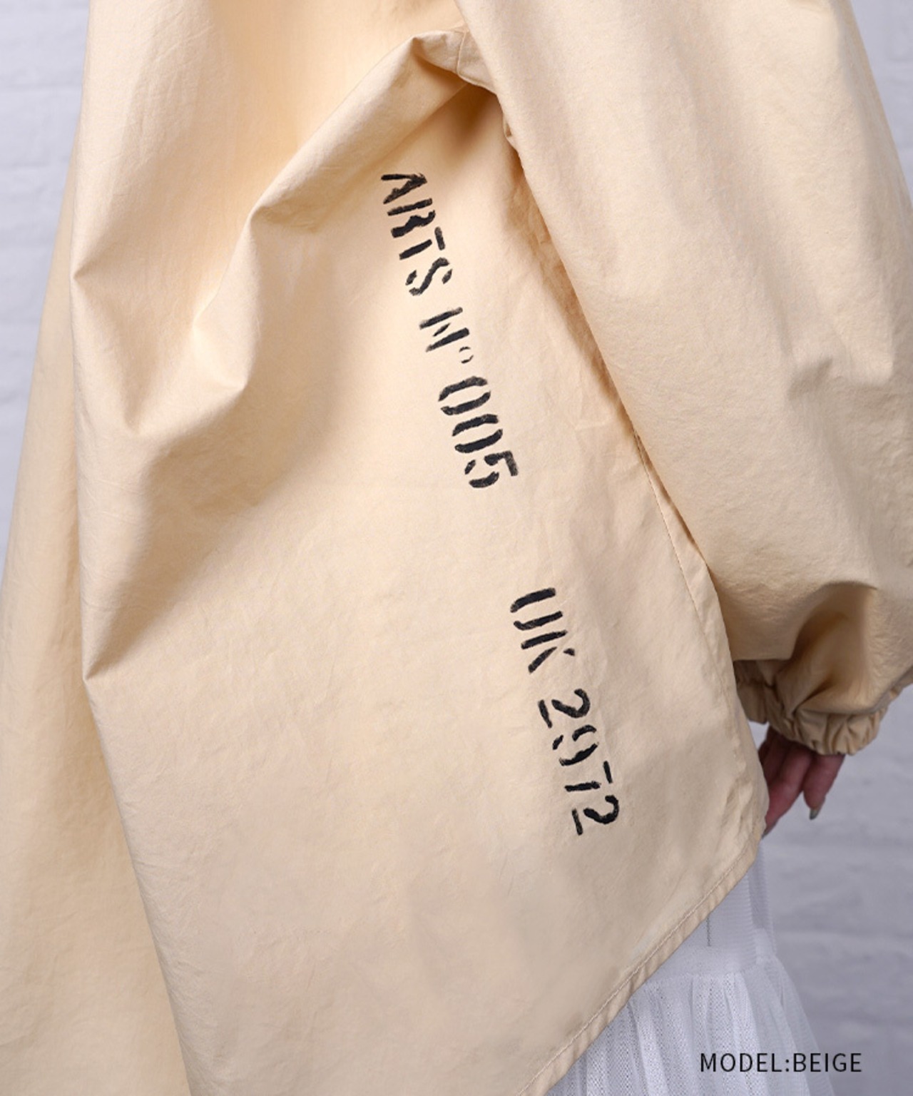 【直営限定ITEM】ペイントフーディーシャツ (BEIGE)　CQ-48004H