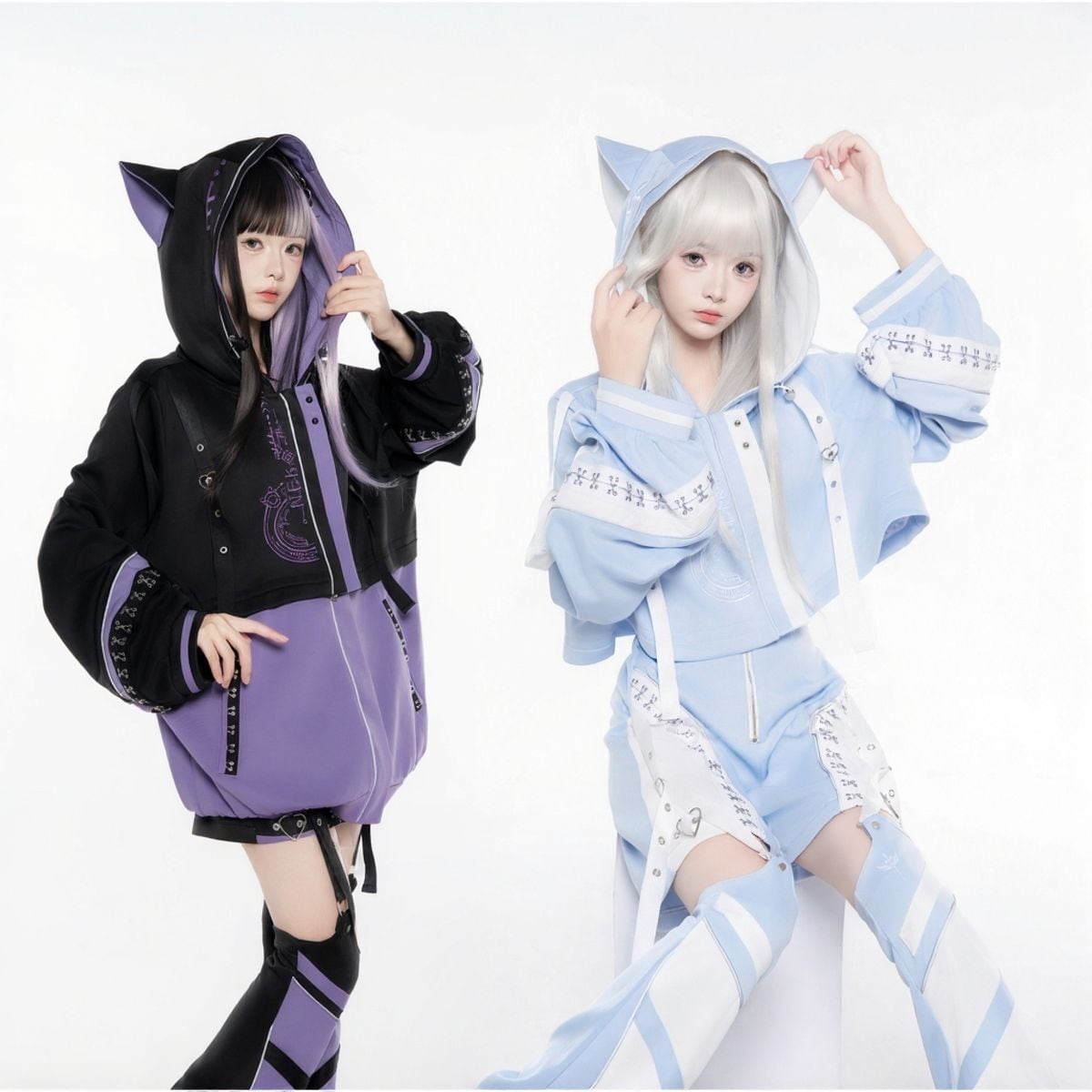 電脳少女サイバーパンク猫耳サイバージャージセット：フルセット