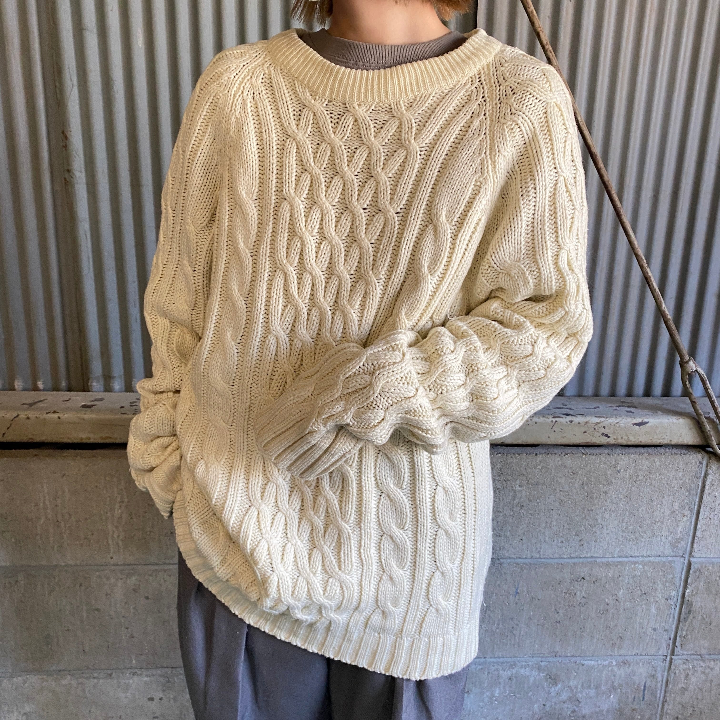 80年代 GIMBELS ケーブル フィッシャーマン アクリルニットセーター 