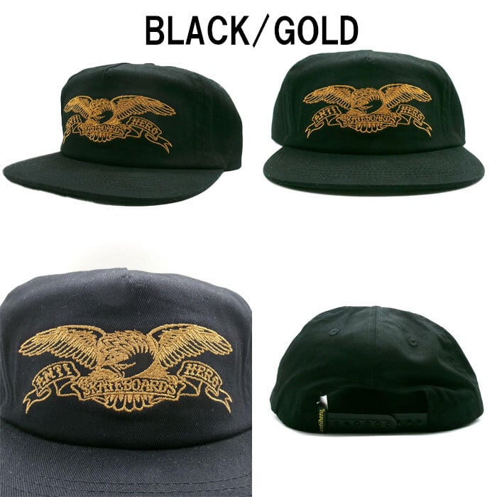 ANTIHERO ADJ BASIC EAGLE BLACK/GOLD BLACK/GREY アンチヒーロー