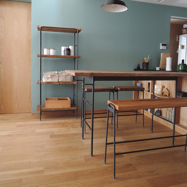 H WORK TABLE【FC01353】古材のテーブル　ハイタイプ　国産家具　アイアン家具　ワークテーブル　作業台