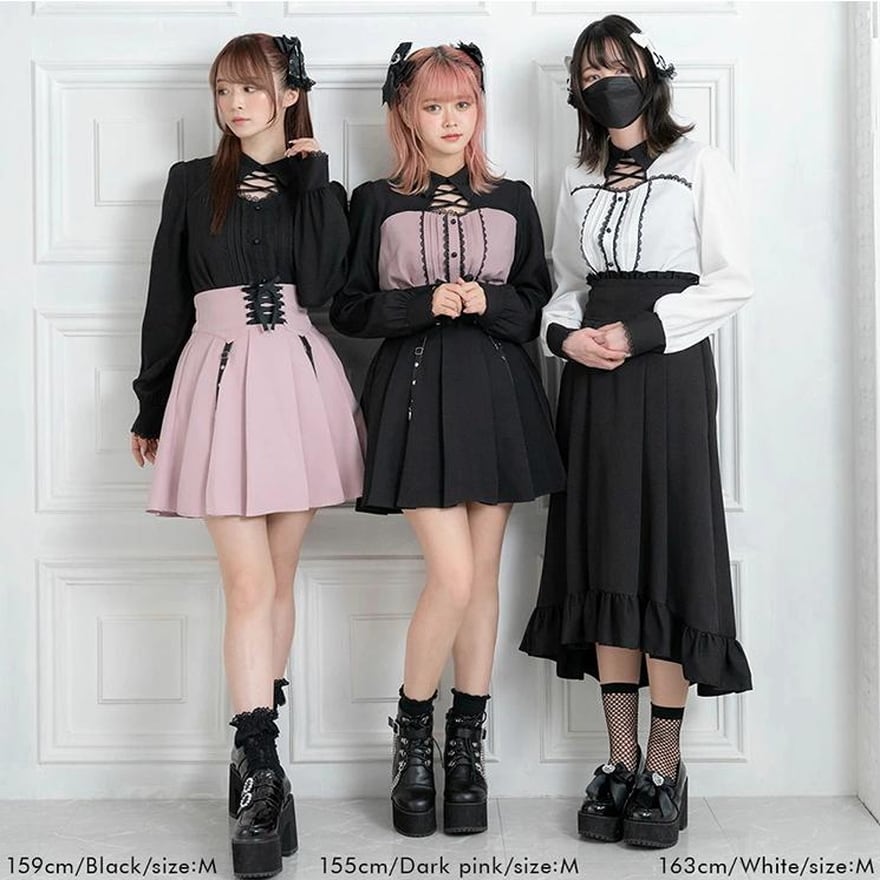 サブカル 服 地雷系 通販 ブラウス ロリータ ソフトロリータ 編み上げ レースアップ フリル 上品