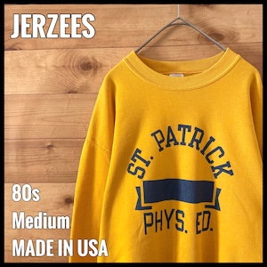 【JERZEES】80s USA製 プリント ST.PATRICK スウェット トレーナー オールド　ヴィンテージ アーチロゴ M イエロー US古着