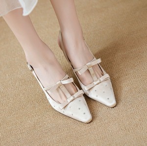 【受注】クラシカルリボンビジューパンプス
