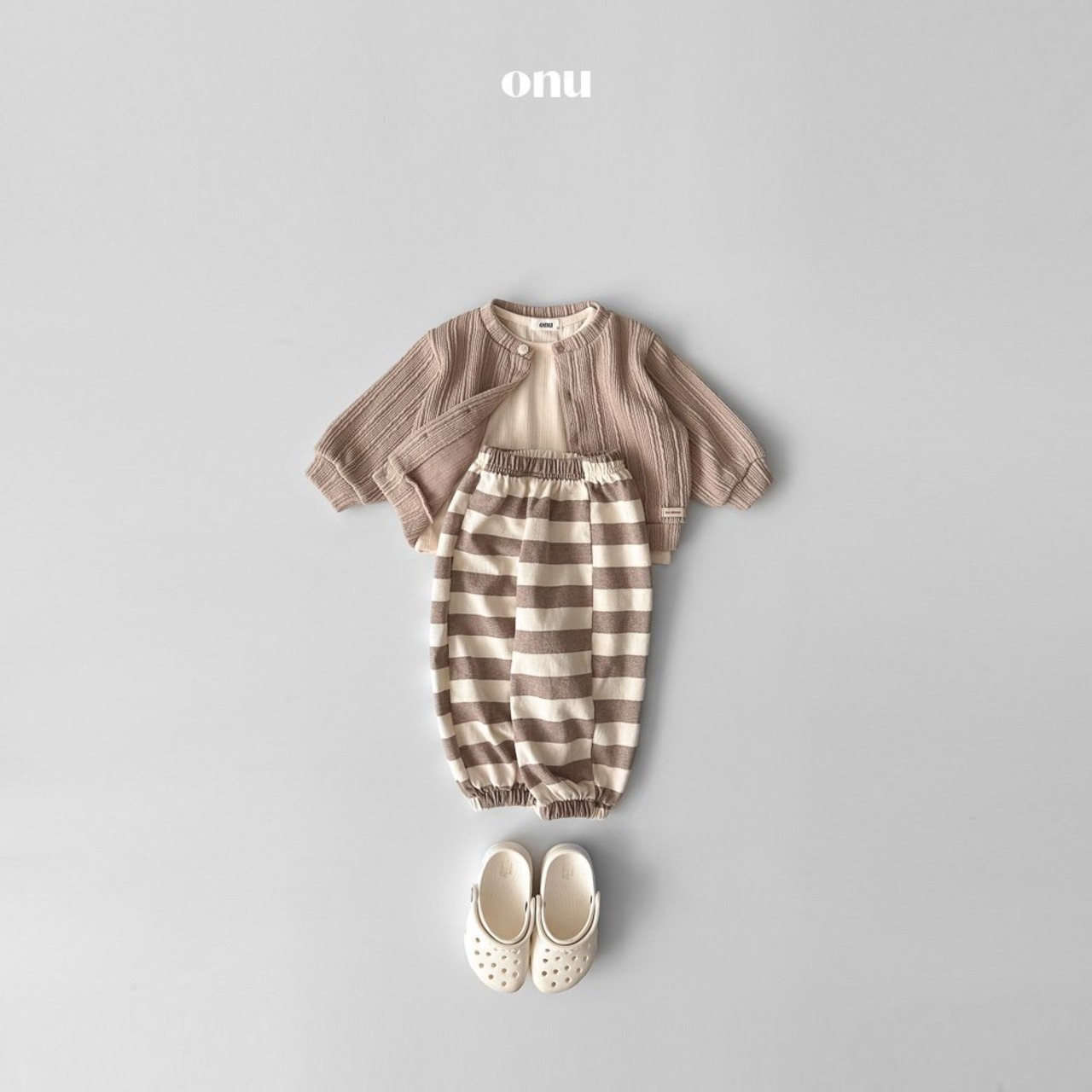 【ONU】 チュロスカーディガン／ベージュ（80~100cm） - 2