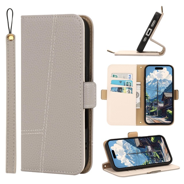 pixel 10a 用のケース手帳型 ピクセル10a用のケース 高級PUレザー 繊細な肌触りストラップ付き カード収納 スタンド機能 軽量 pixel 10aスマホケース 落下防止 耐衝撃 カバー マグネット式 人気 男女兼用 グレー