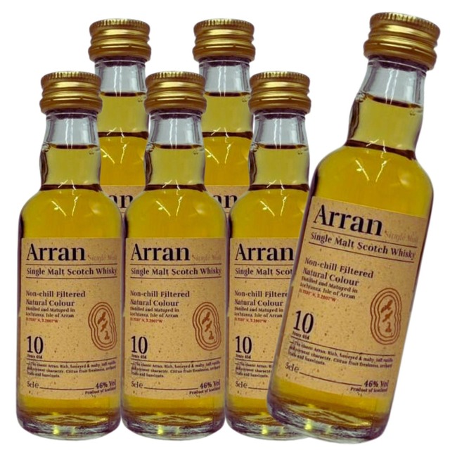 【6本セット】アラン10年 ミニチュアボトル 50ml 46度 スコッチ シングルモルト ウイスキー ミニボトル テイスティング 飲み比べ お試し用 スコットランド 洋酒 Arran 10 Year Old Whiskey