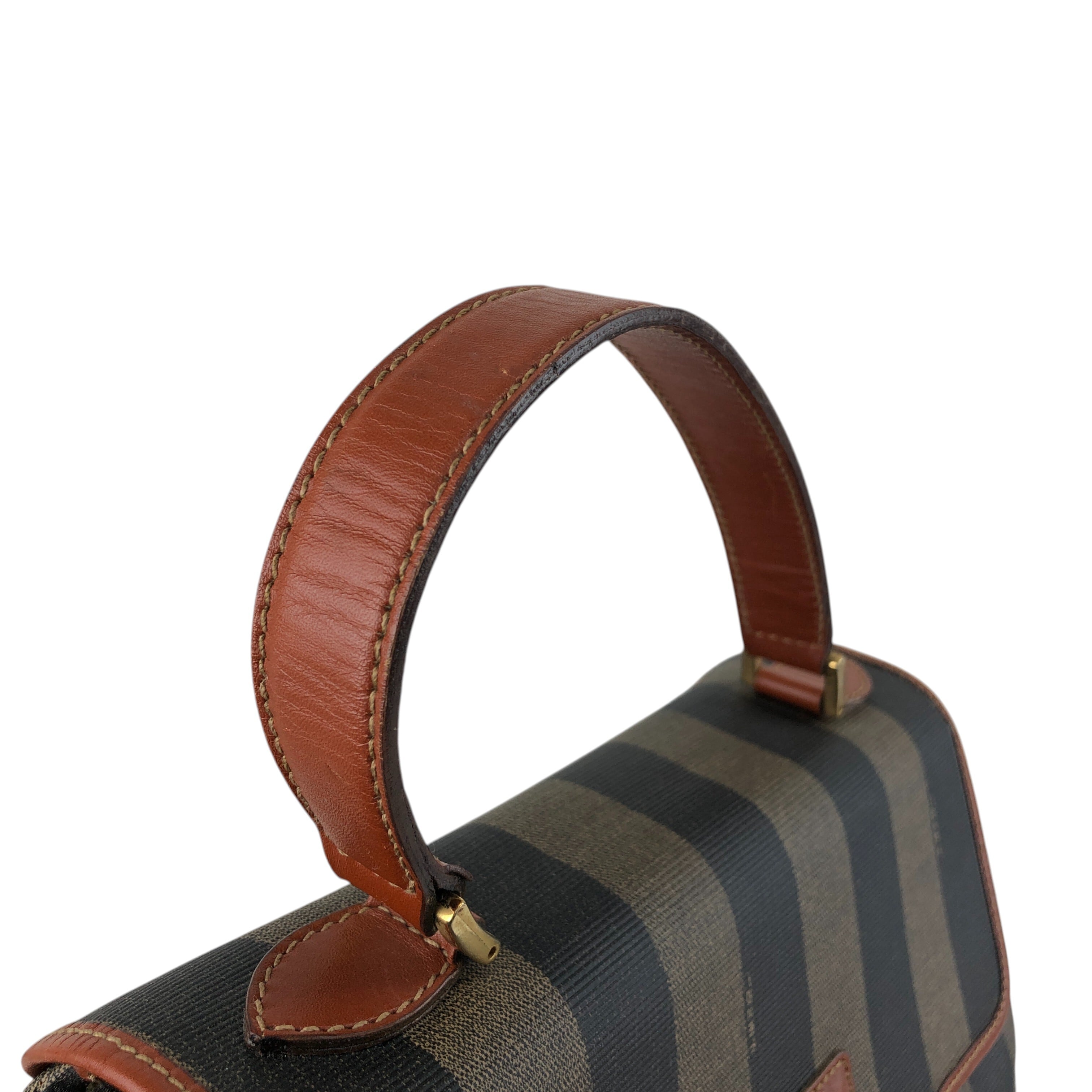 FENDI フェンディ ぺカンショルダーバッグ ブラウン ターンロック PVC