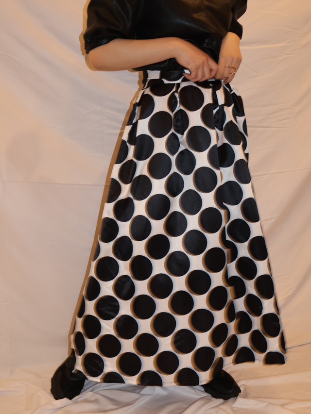 dot pattern satin skirt【1036】