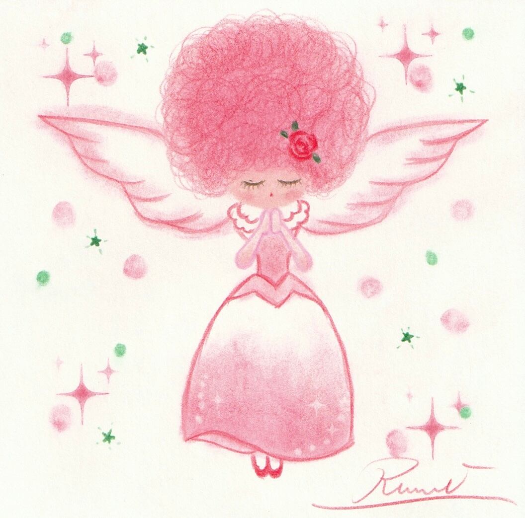 紅のアフロ天使』ミニサイズゆるかわ天使さん | suzuranart