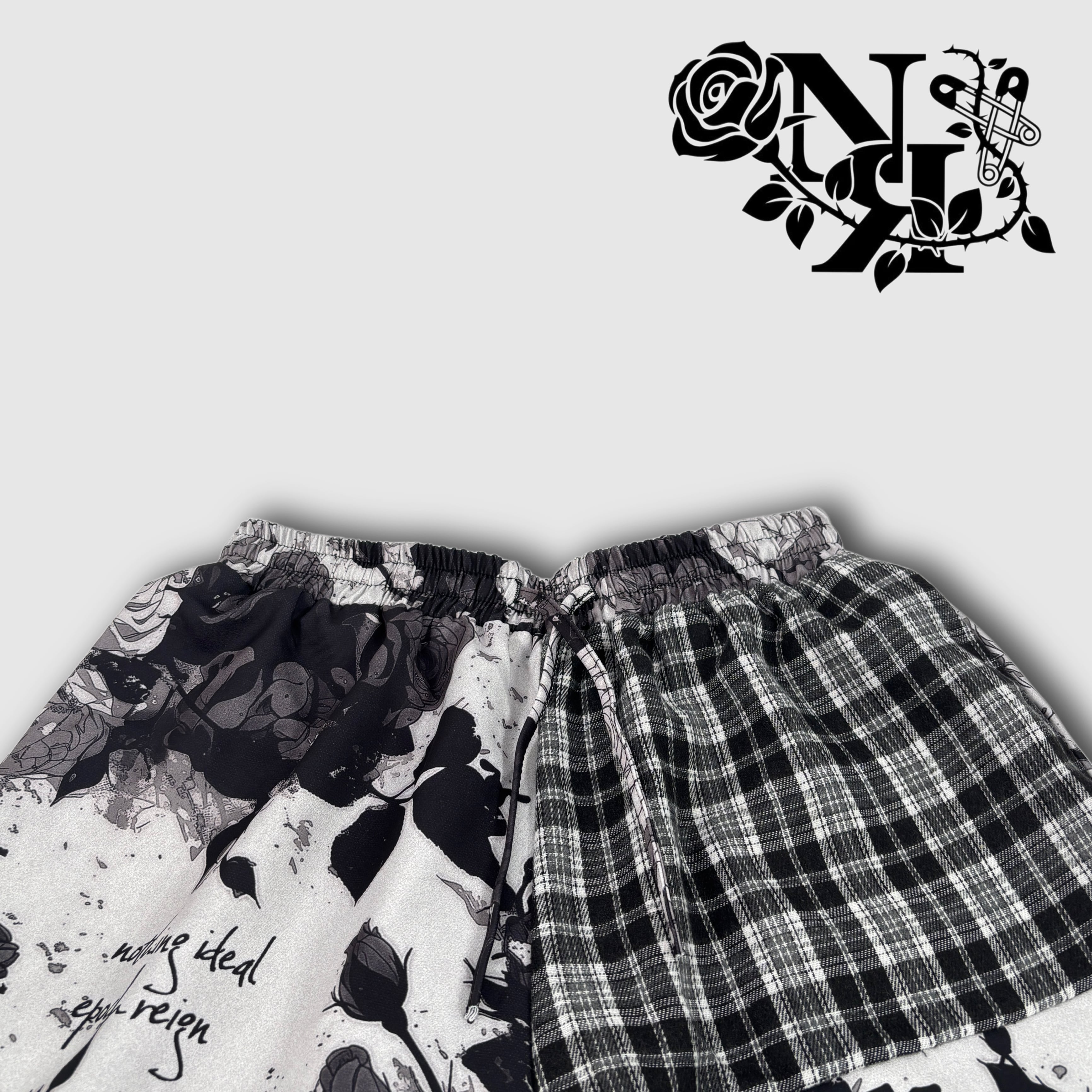先着50点限定早い者勝ち半額SALE》ROSE×CHECK PATCHWORK WIDE PANTS